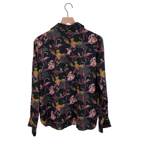 Jude Connally Pru Long Sleeve Cotton Top Size Medium Popover Tunic Jaguar Print - Picture 2 of 6